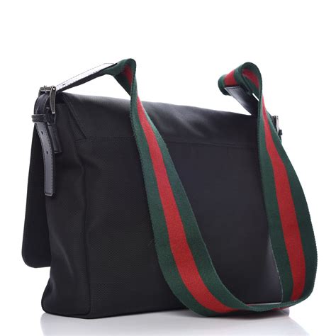 gucci black techno canvas messenger bag|Gucci Messenger bag large.